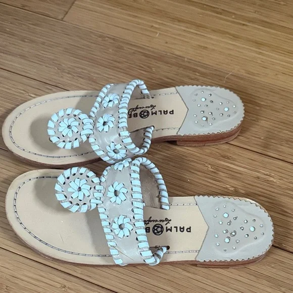 Palm Beach Sandals Cream and White Floral Sandals - Picture 4 of 5